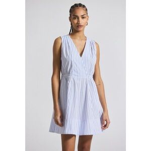 10 Crosby Derek Lam V-Neck Blue and White Mini Dress